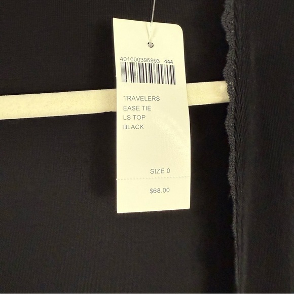 Chico's Cardigan Womens Small Tie Front Lace Trim Long Sleeve Black Top Stretch - Picture 7 of 9